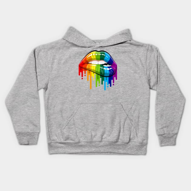 Rainbow Lips Kids Hoodie by kimmieshops